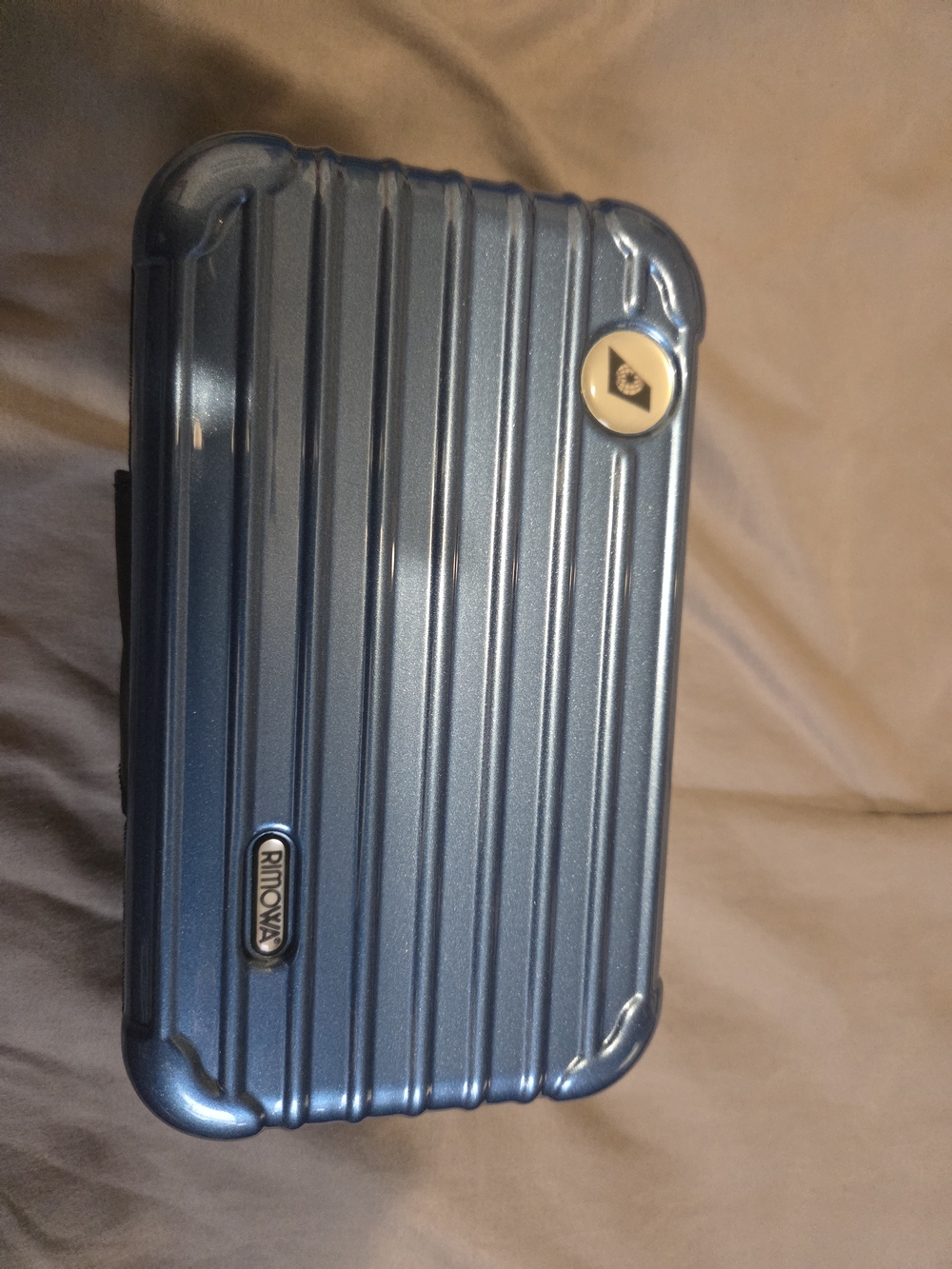 RIMOWA Metallic Deep Blue Ridged Travel Case